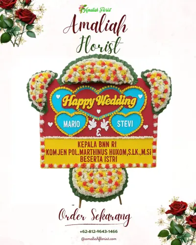 Karangan Papan Bunga Pernikahan di Sukawangi